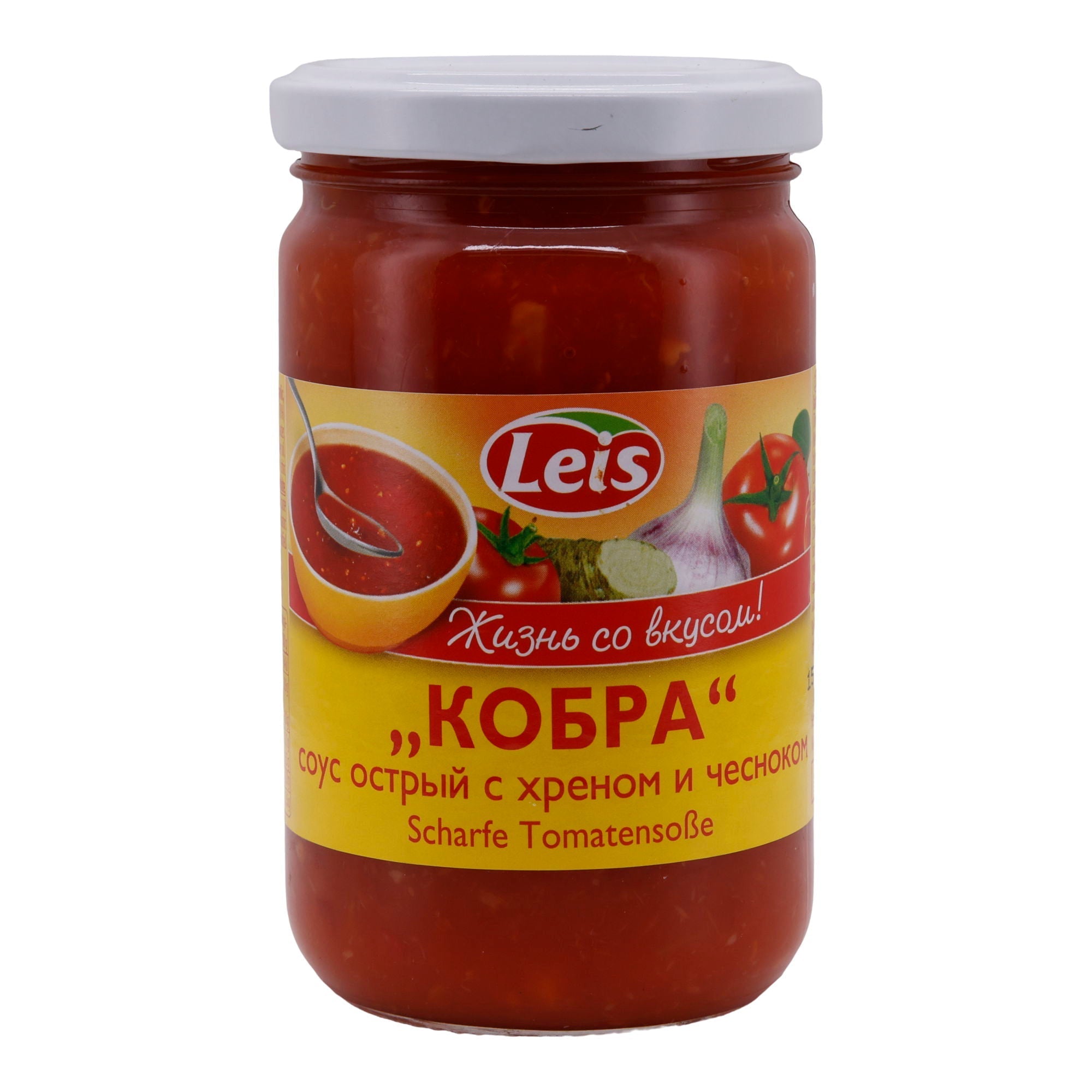 Tomatensoße Leis | Kobra | Scharf, mit Meerrettich & Knoblauch | 280 ml LEIS